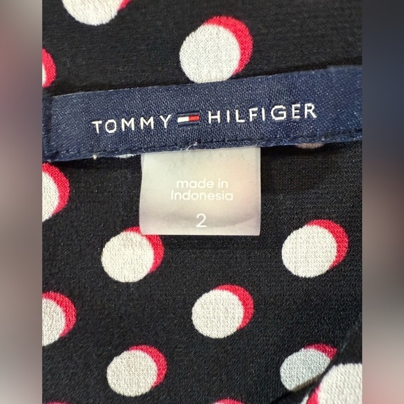 Tommy Hilfiger Women Polka Dot Bell Sleeve Sheath Midi Dress Black White Size 2 - Picture 2 of 11